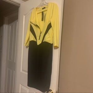 Black and yellow dress .  Fits like a glove .